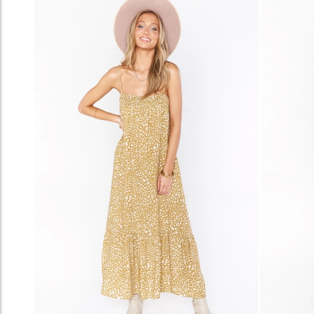 Show Me Your Mumu Anaya Maxi Desert Cheetah Yellow Flowy Summer Dress Size M